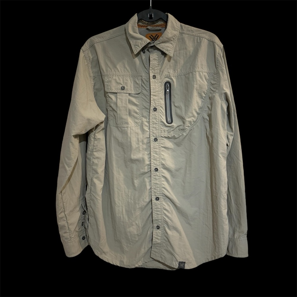 Vortex long sleeve men’s button down shirt beige shirt L